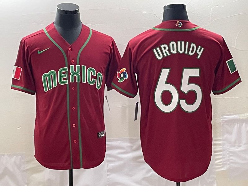 Men 2023 World Cub Mexico #65 Urquidu Red Nike MLB Jersey10->more jerseys->MLB Jersey
